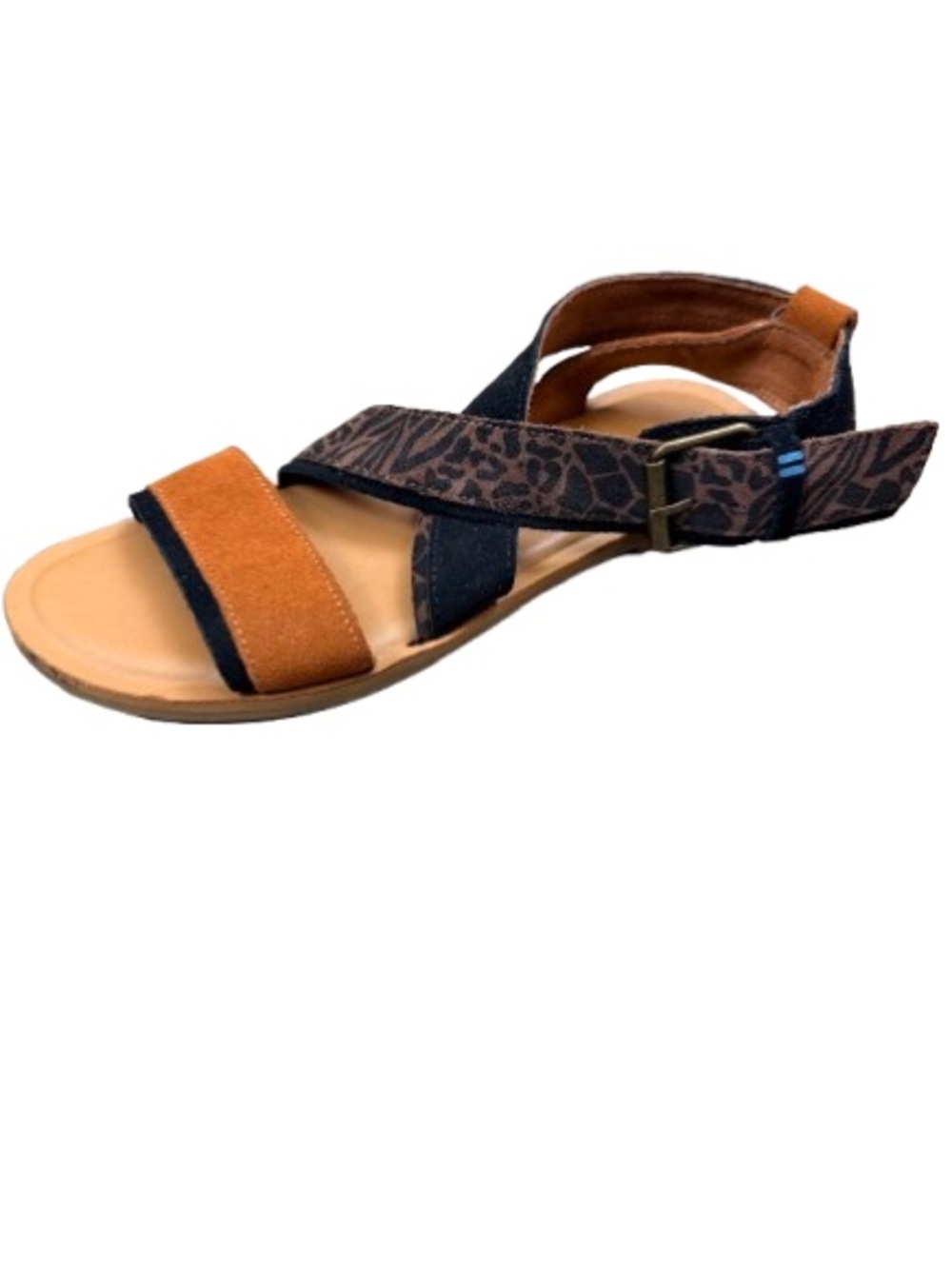 TOMS Sidney Sandals W7 Suede Animal Hybrid Print Boho Comfort Mobwife - Picture 4 of 11